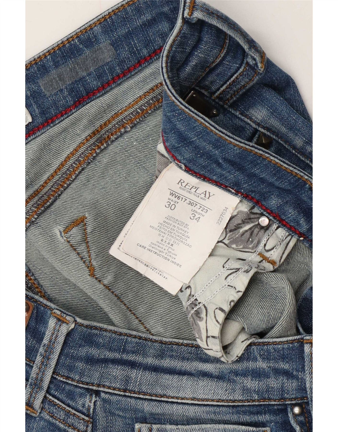 Replay Damen Distressed Slim Jeans W30 L34 Blaue Baumwolle