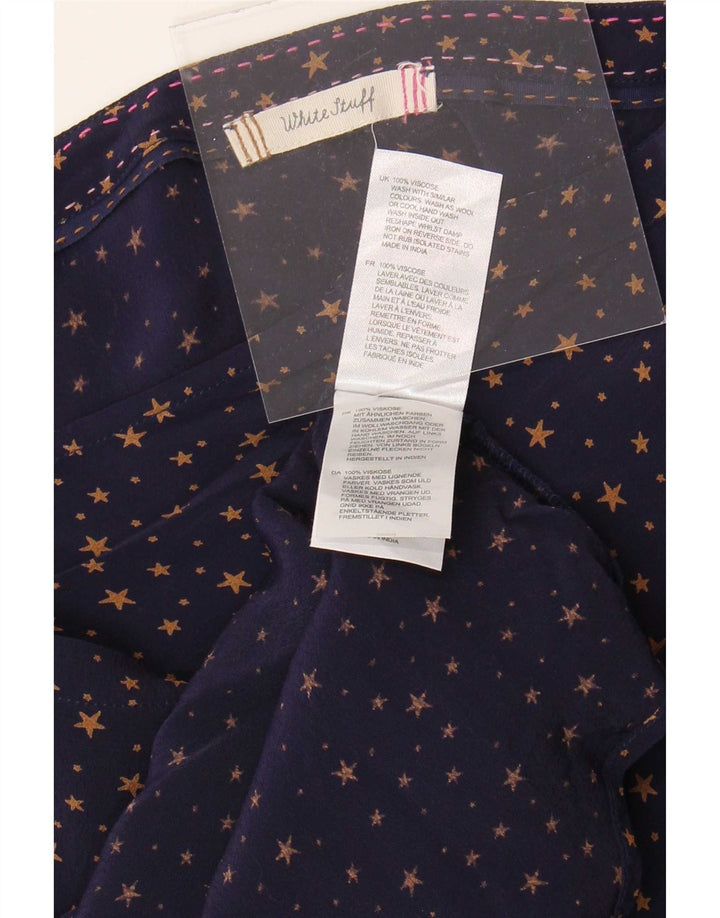 White Stuff Damen-Hemdbluse mit abstraktem Muster, UK 18, XL, Marineblau, Viskose