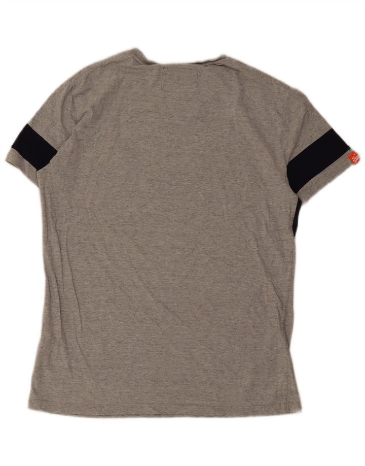 Superdry Herren-T-Shirt-Oberteil, groß, graue Farbblock-Baumwolle