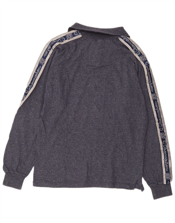 Champion Herren-Oberteil mit Reißverschluss und Grafik, langärmlig, groß, Marineblau meliert