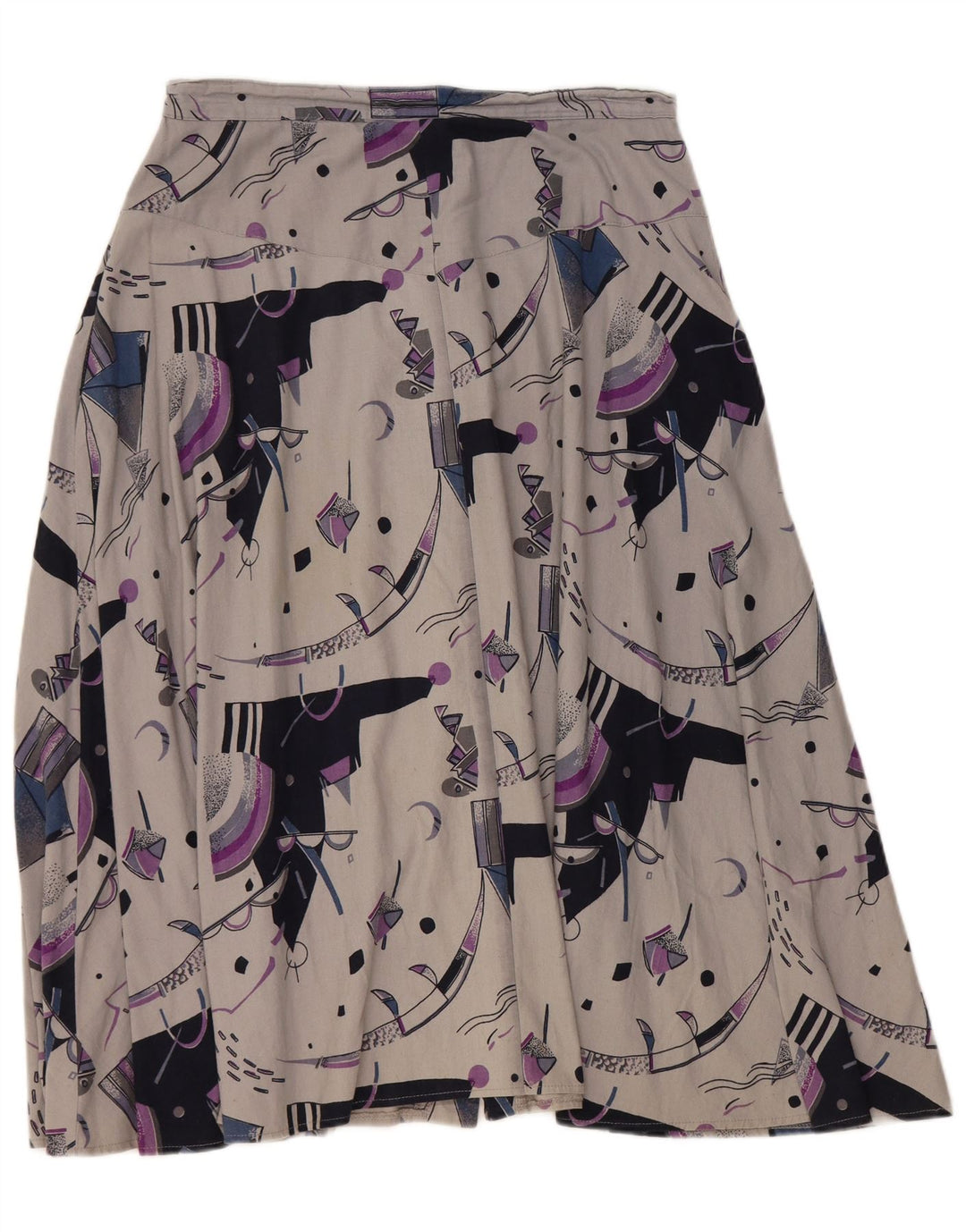 VINTAGE Damen A-Linien-Rock mit hoher Taille, W32, groß, grau, geometrisch