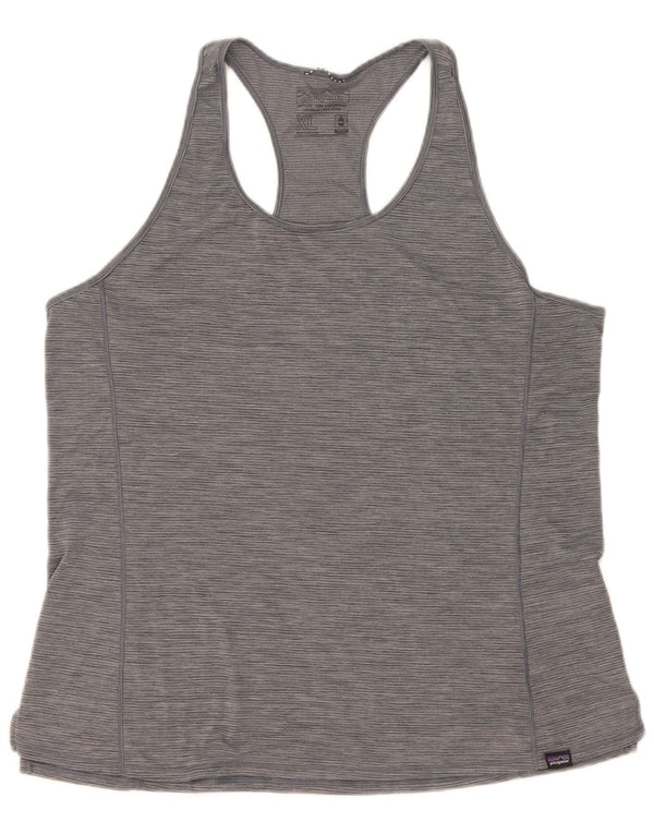 Patagonia Damen Weste Top UK 18 XL Grau geflecktes Polyester