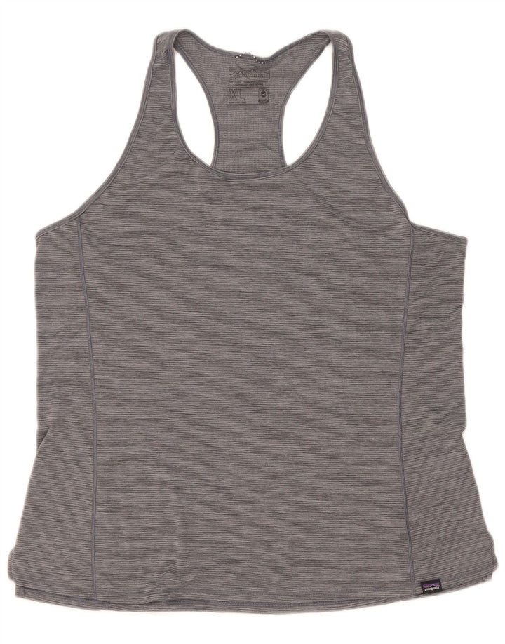 Patagonia Damen Weste Top UK 18 XL Grau geflecktes Polyester