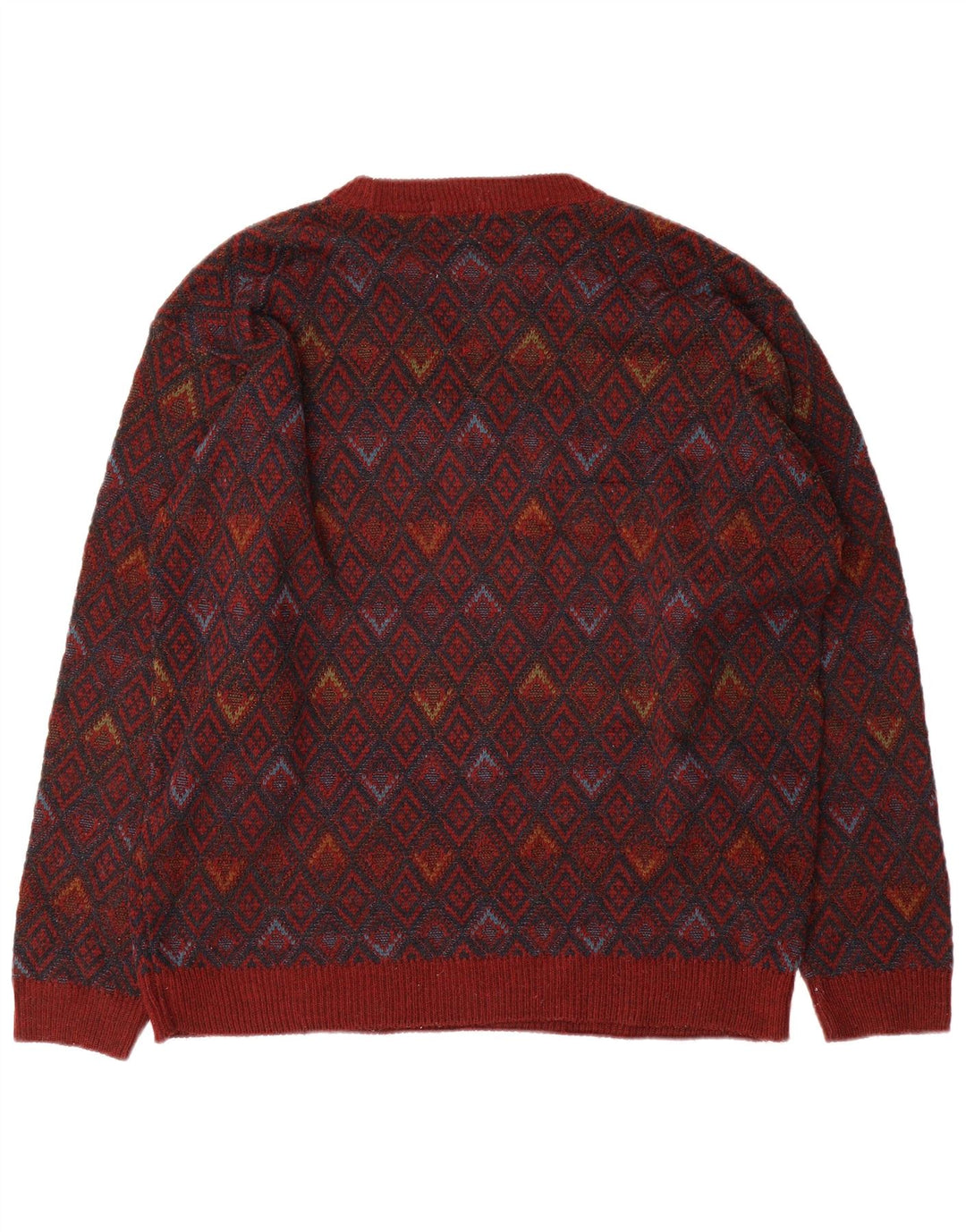 Marks & Spencer Herren-Pullover mit Rundhalsausschnitt, großes rotes geometrisches Acryl