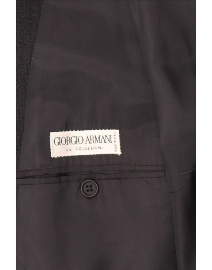 Giorgio Armani Herren 2-Knopf-Blazerjacke IT 52 XL Schwarzer Nadelstreifen