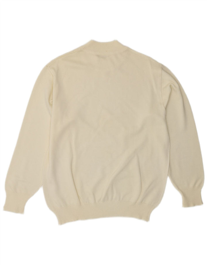VINTAGE Damen Rollkragenpullover Pullover UK 14 Medium Off White