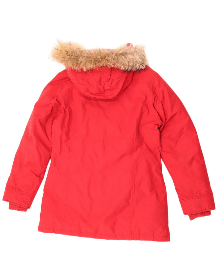 Gefütterte Damen-Kapuzenjacke von Rifle, UK 14, mittelrote Baumwolle