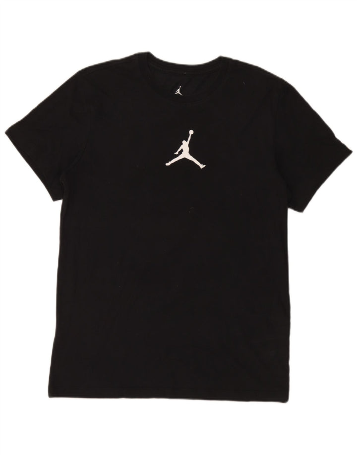 Jordan Herren Dri Fit T-Shirt Top aus mittelschwarzer Baumwolle