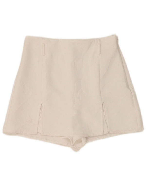 Zara Damen-Freizeitshorts mit hoher Taille, Größe S, W26, Weiß, Polyester