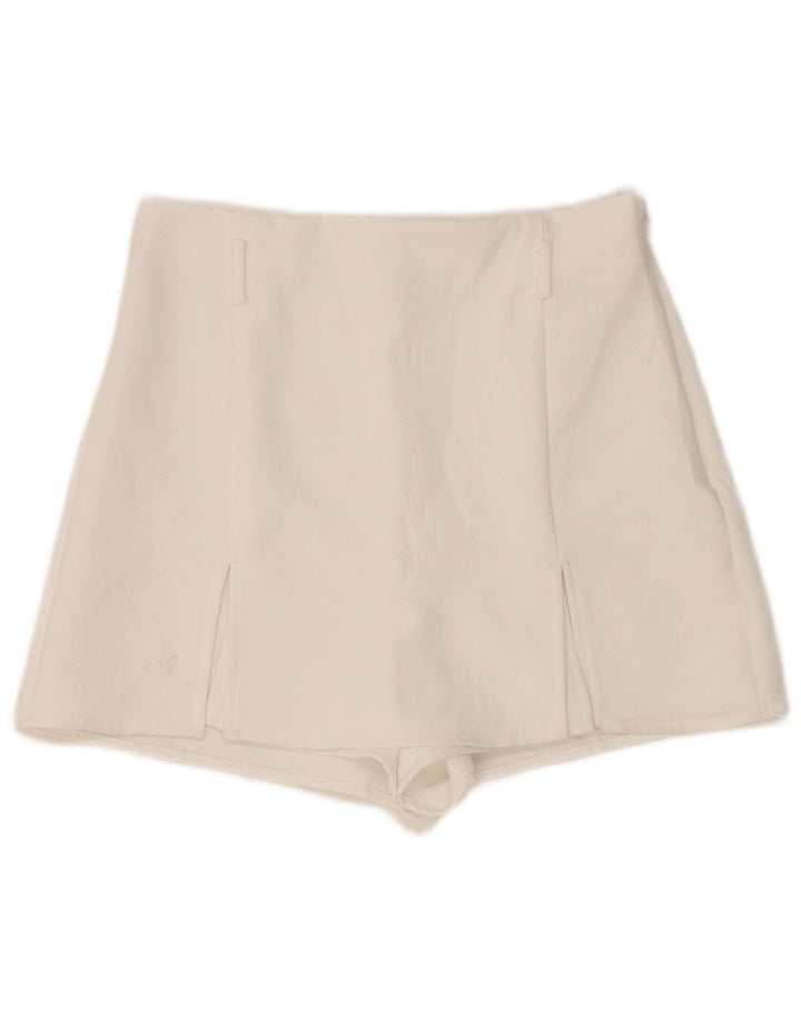 Zara Damen-Freizeitshorts mit hoher Taille, Größe S, W26, Weiß, Polyester