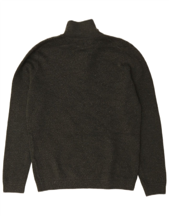 Superdry Herren-Pullover mit Reißverschluss am Hals, mittlerer Khaki-Merinowolle