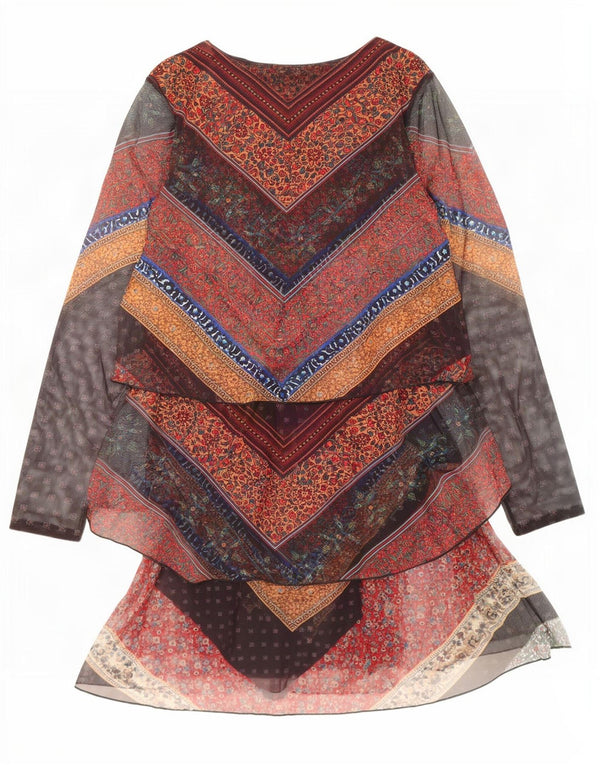 Desigual Damen Langarm-Stufenkleid UK 12 Medium Mehrfarbig mit Blumenmuster