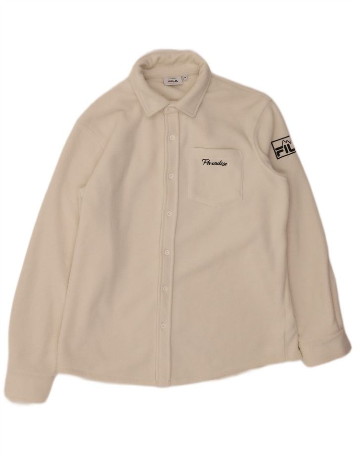 FILA Herren-Fleeceshirt mit Grafik, mittelweißes Polyester