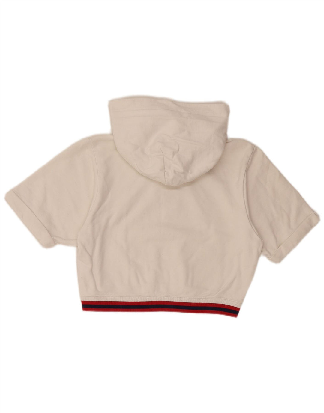 CHAMPION Womens Crop Graphic Kurzarm Hoodie Pullover UK 10 Small Weiß