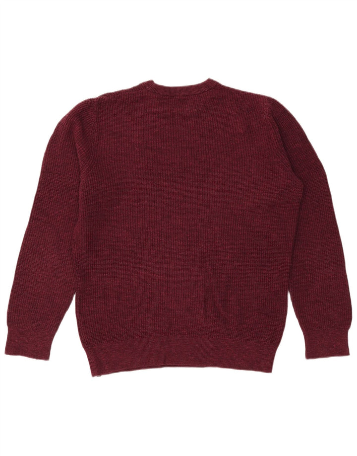 Superdry Herren-Pullover mit Rundhalsausschnitt, mittlerer burgunderroter Baumwolle