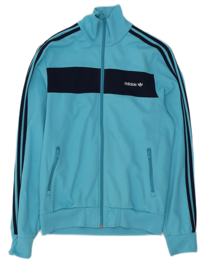 Adidas Herren-Trainingsanzug-Top-Jacke aus mittelblauer Colourblock-Baumwolle