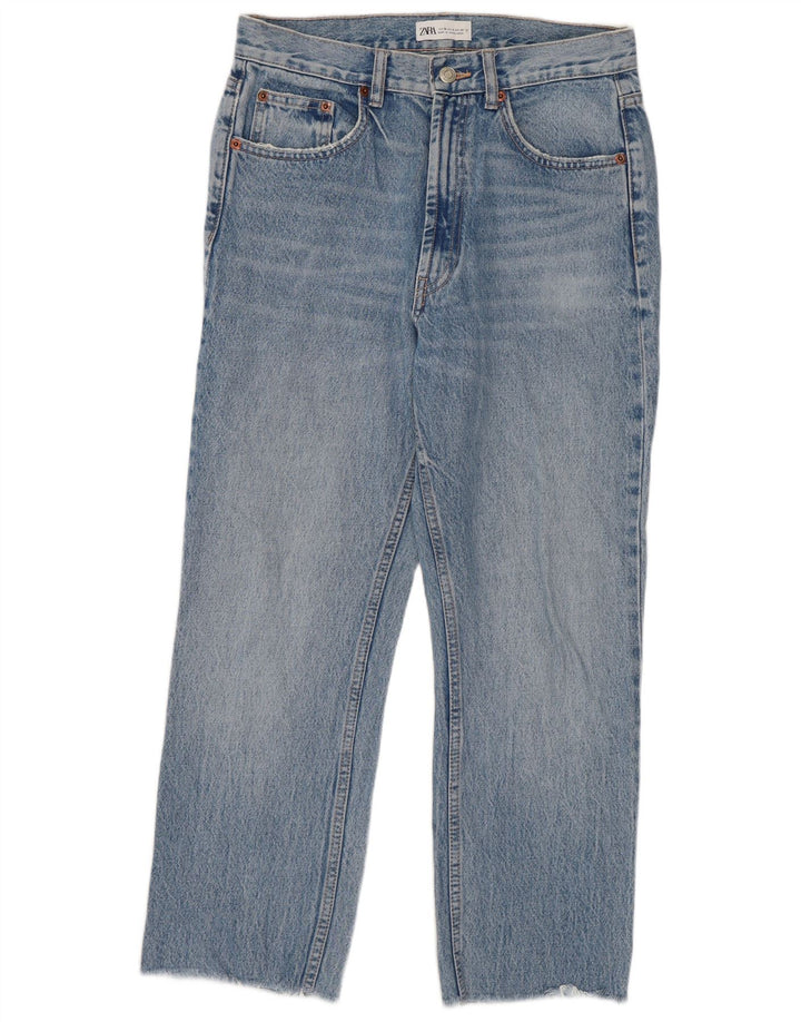 Zara Damen Crop Straight Jeans EU 38 Small W28 L25 Blau