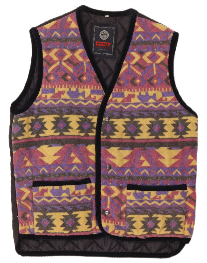 Master Herren Fleece-Steppweste UK 38 Medium Mehrfarbig Geometrisch