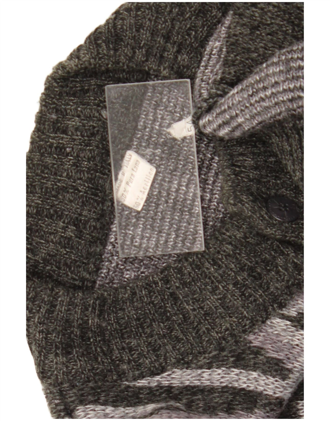 Vintage Herren Cardigan Pullover IT 54 XL Graue geometrische Wolle