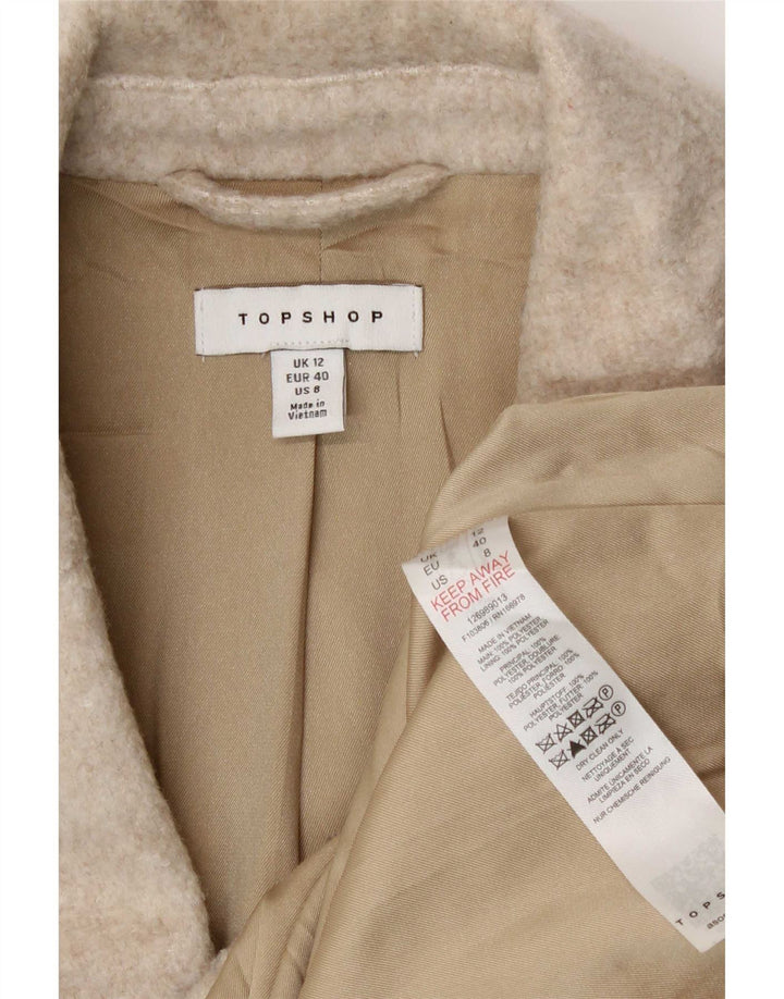 Topshop Damen-Blazerjacke mit 3 Knöpfen, UK 12, mittelbeigefarbenes Polyester