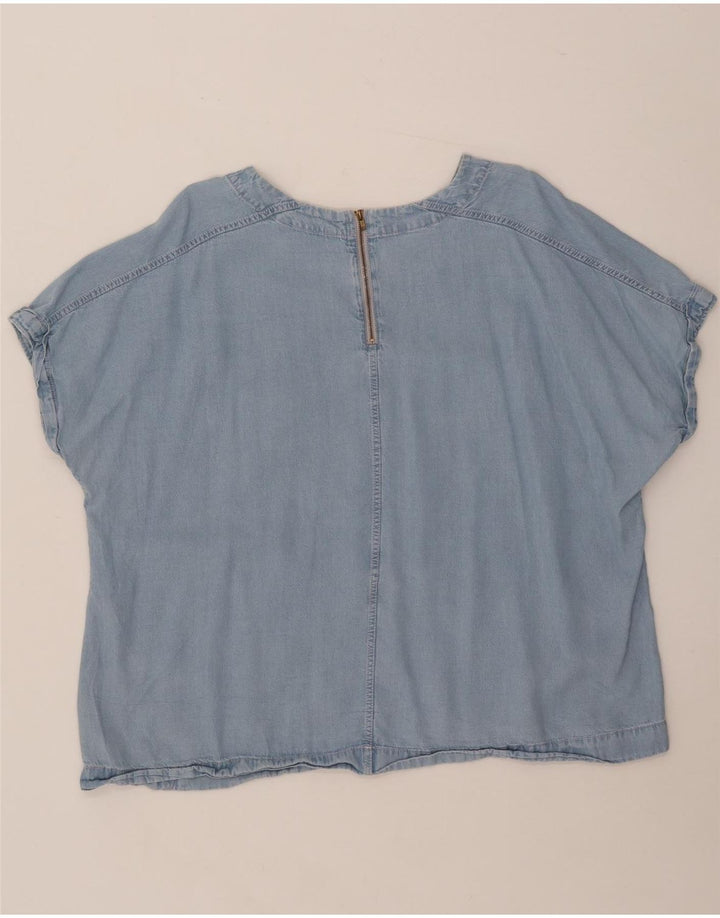 MARKS & SPENCER Damen Denim-Blusenoberteil UK 20 2XL Blaues Lyocell
