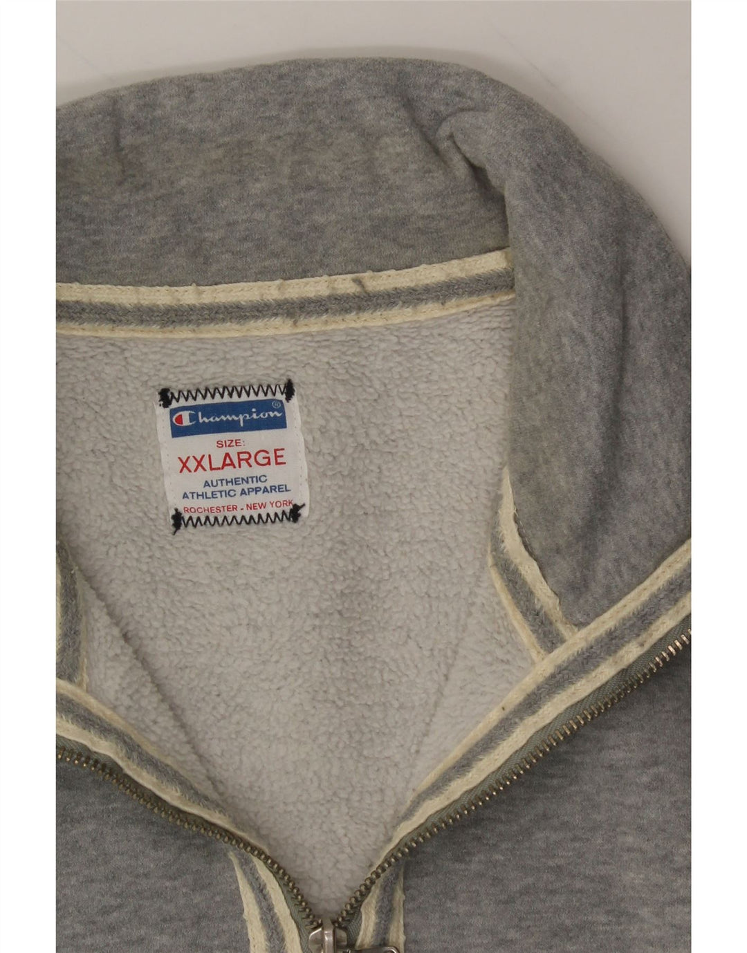 CHAMPION Mens Zip Neck Sweatshirt Jumper 2XL Grey Cotton Vintage Champion and Second-Hand Champion from Messina Hembry 
