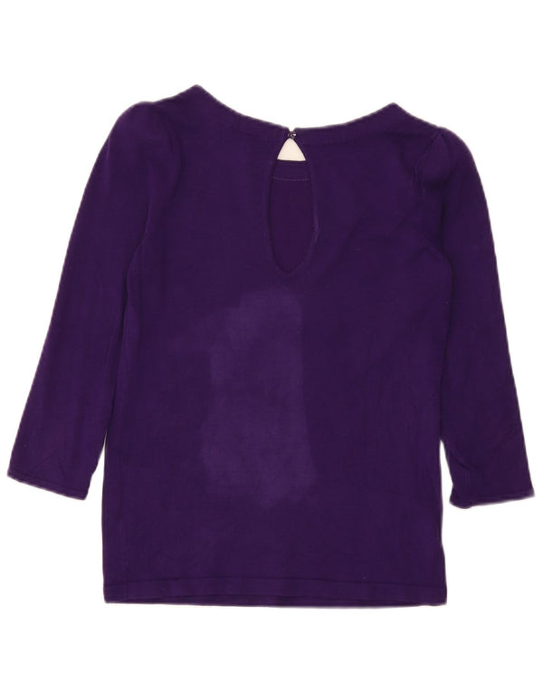 Topshop Damen Crop Top 3/4 Ärmel UK 10 Small Lila Viskose