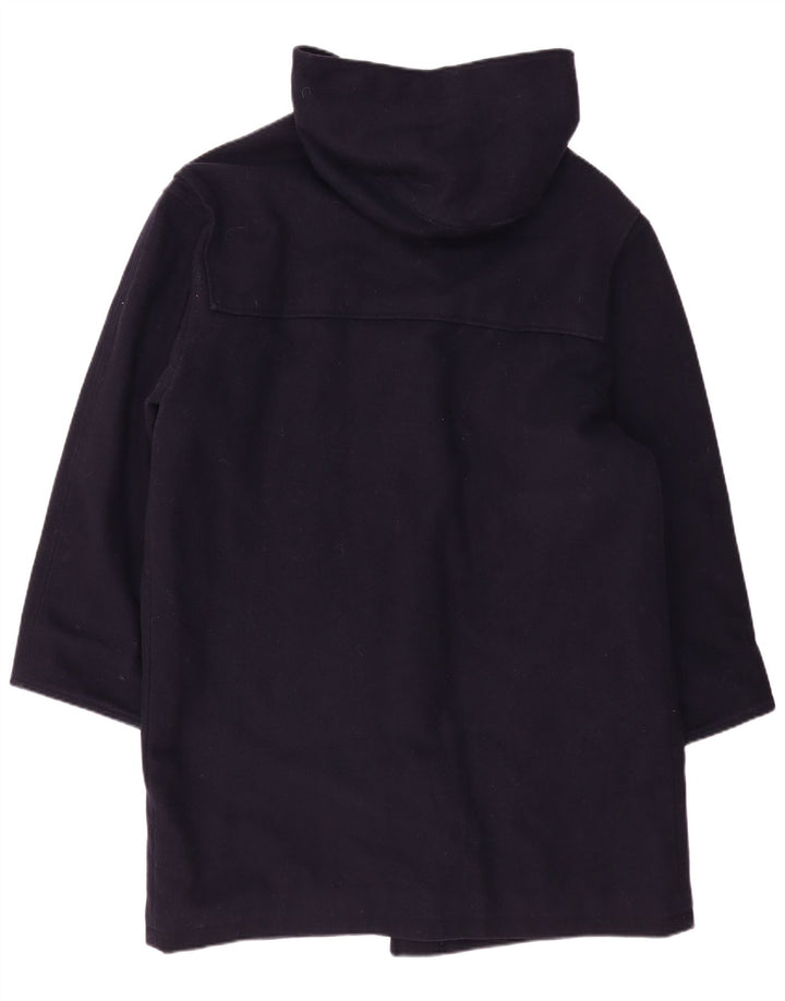 Vintage Herren Dufflecoat mit Kapuze, lockere Passform, Größe 48, mittelmarineblaue Wolle