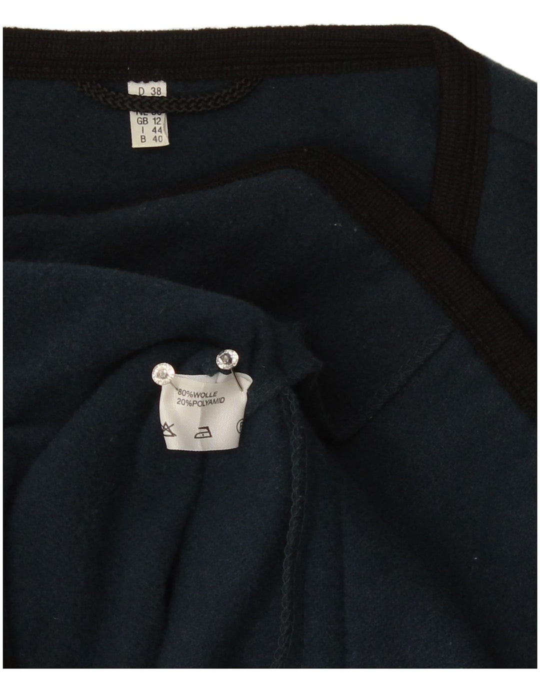 Vintage Damen Cardigan Pullover UK 12 Medium Marineblaue Wolle