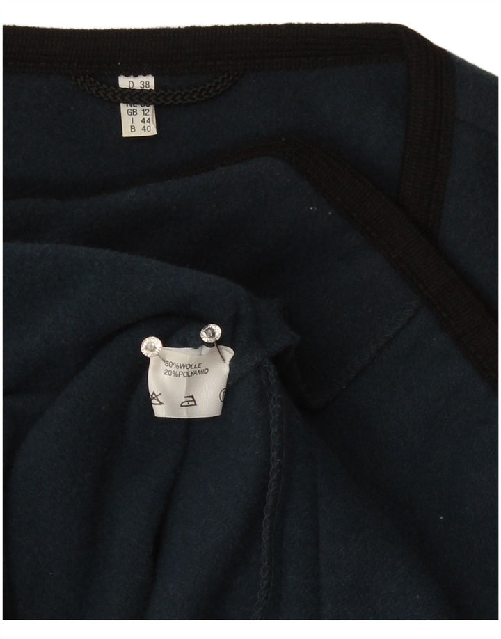 Vintage Damen Cardigan Pullover UK 12 Medium Marineblaue Wolle