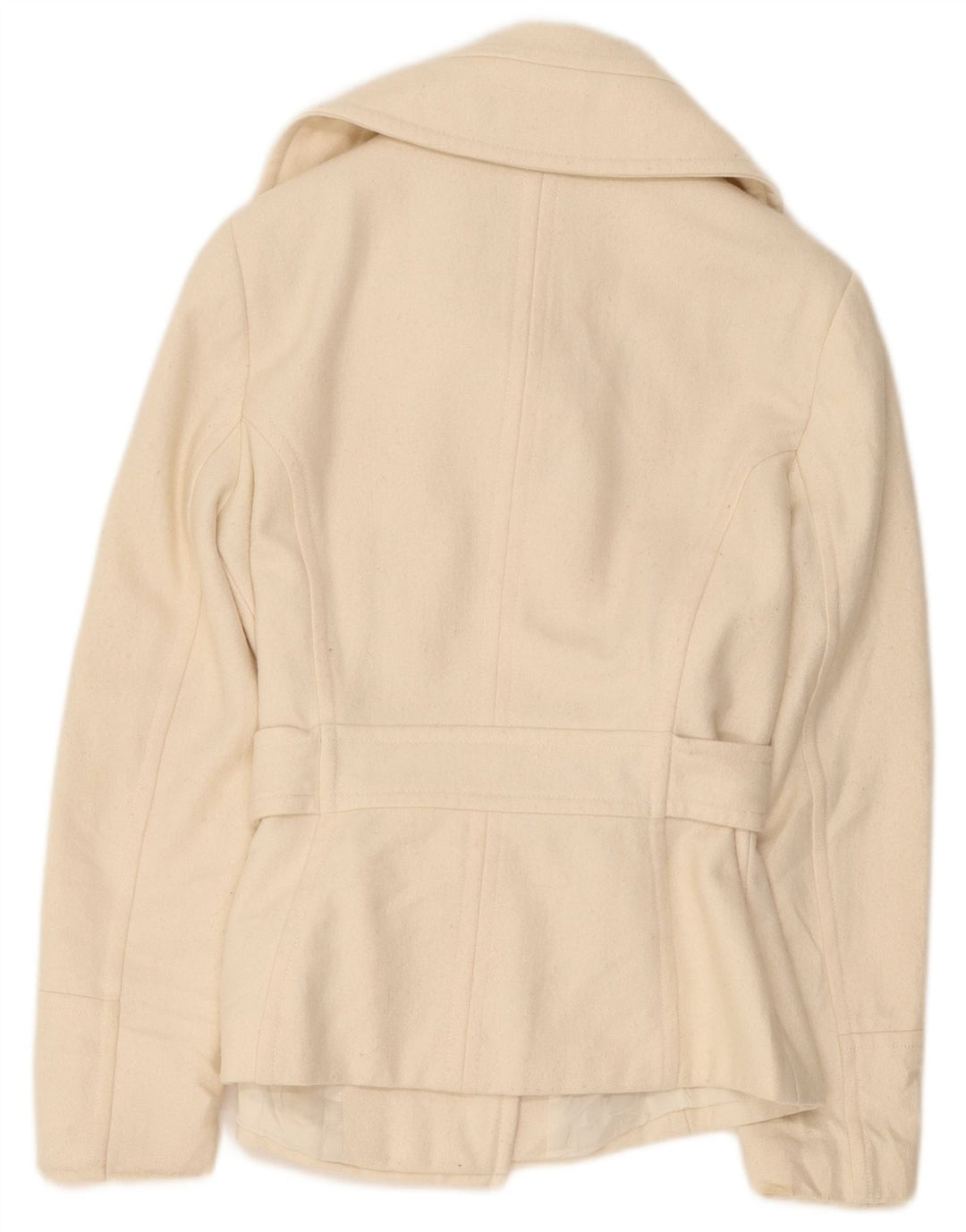 Zara Damen Pea Coat UK 12 Mittelweiße Wolle