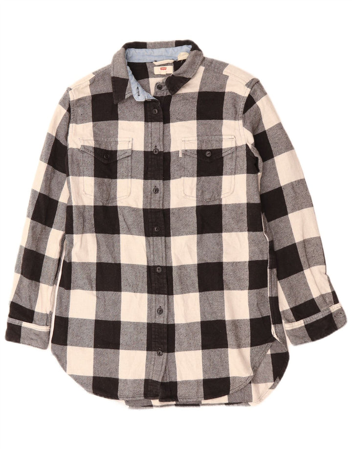 Levi's Damen-Oversize-Flanellhemd, UK 10, Größe S, schwarz, kariert, Baumwolle