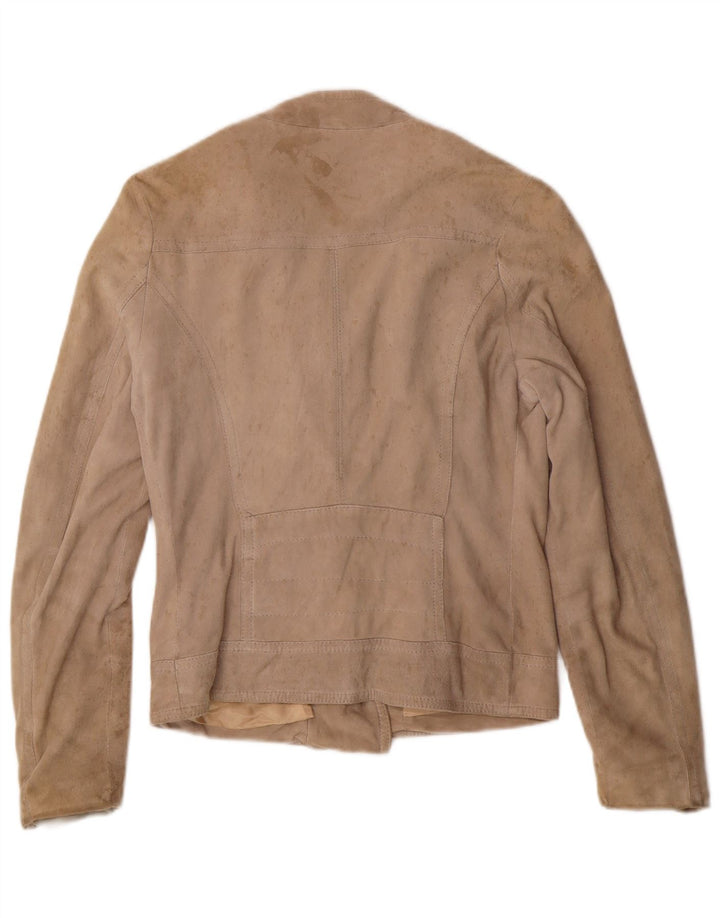 KOCCA Damen Crop Wildlederjacke UK 10 Small Beige Leder