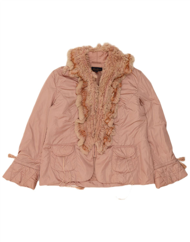 Luisa Spagnoli Damen Bomberjacke UK 16 Large Rosa Polyamid