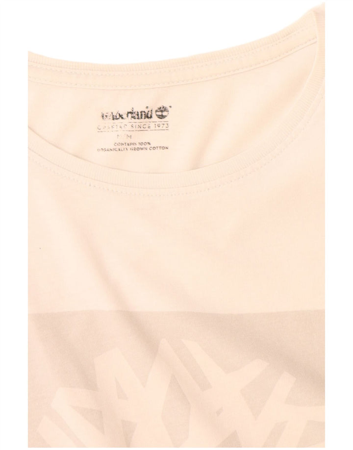 Timberland Herren Grafik-T-Shirt-Oberteil aus mittelweißer Baumwolle