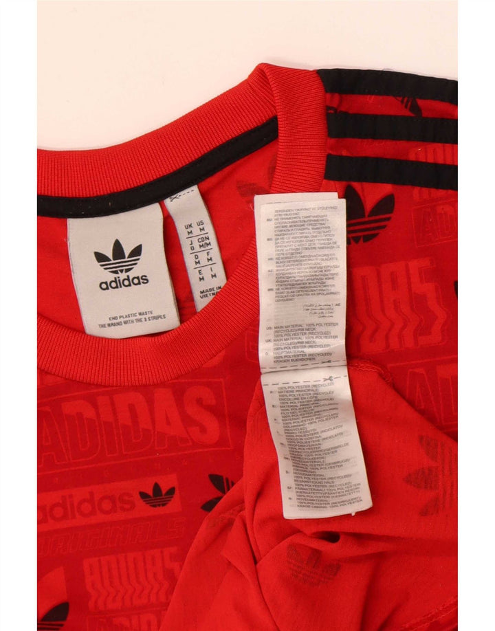 Adidas Herren Regular Graphic T-Shirt Top Mittelrotes Polyester