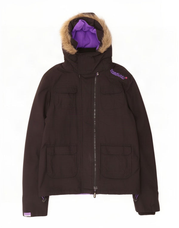 Superdry Damen Windcheater Kapuzen-Windjacke UK 16 Large Schwarz