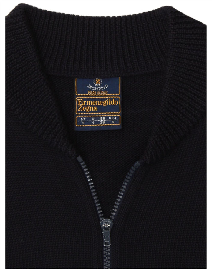 ERMENEGILDO ZEGNA Herren-Cardigan-Pullover UK 36 Kleine marineblaue Schurwolle