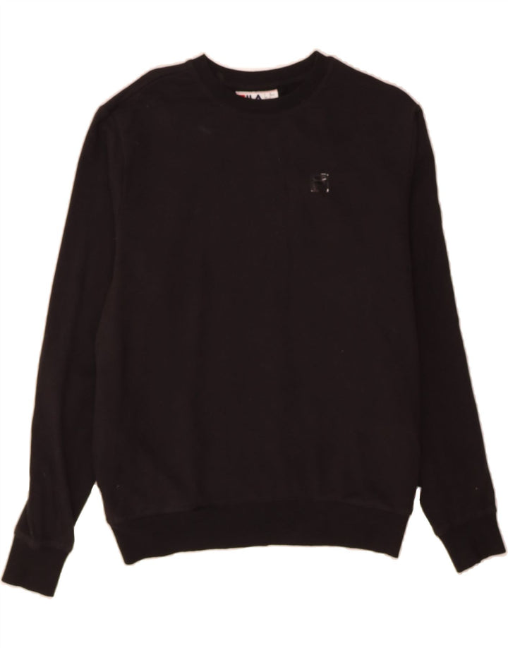 FILA Mens Crew Neck Jumper Sweater Small Black Cotton Vintage Fila and Second-Hand Fila from Messina Hembry 