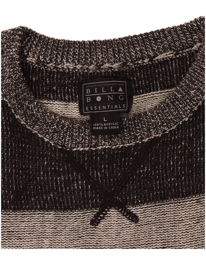 Billabong Herren-Pullover mit Rundhalsausschnitt, großes grau gestreiftes Acryl