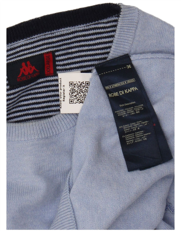 Kappa Herren-Pullover mit Rundhalsausschnitt, 2XL, blaue Baumwolle