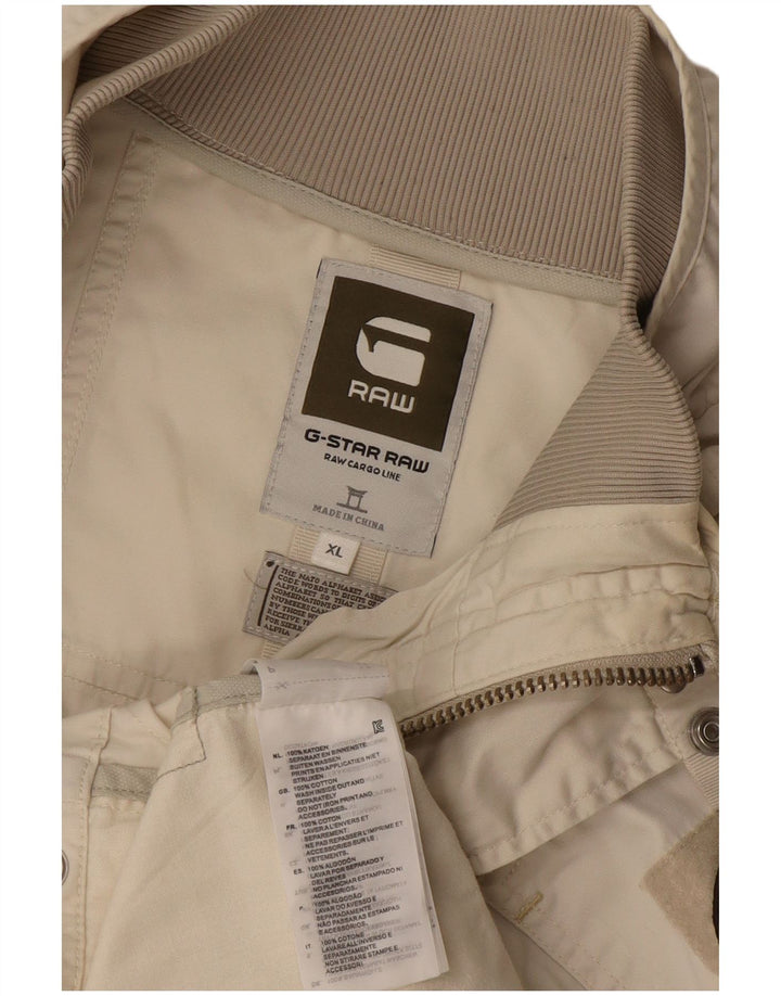 G-Star Herren Bomberjacke UK 42 XL Off White Baumwolle