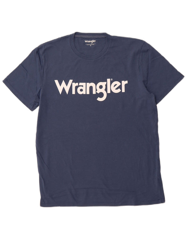 WRANGLER Mens Graphic T-Shirt Top Medium Navy Blue Cotton