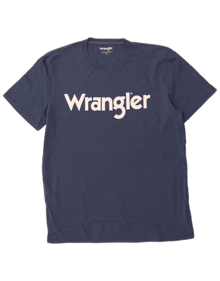 WRANGLER Herren-Grafik-T-Shirt-Oberteil aus Baumwolle in mittlerem Marineblau