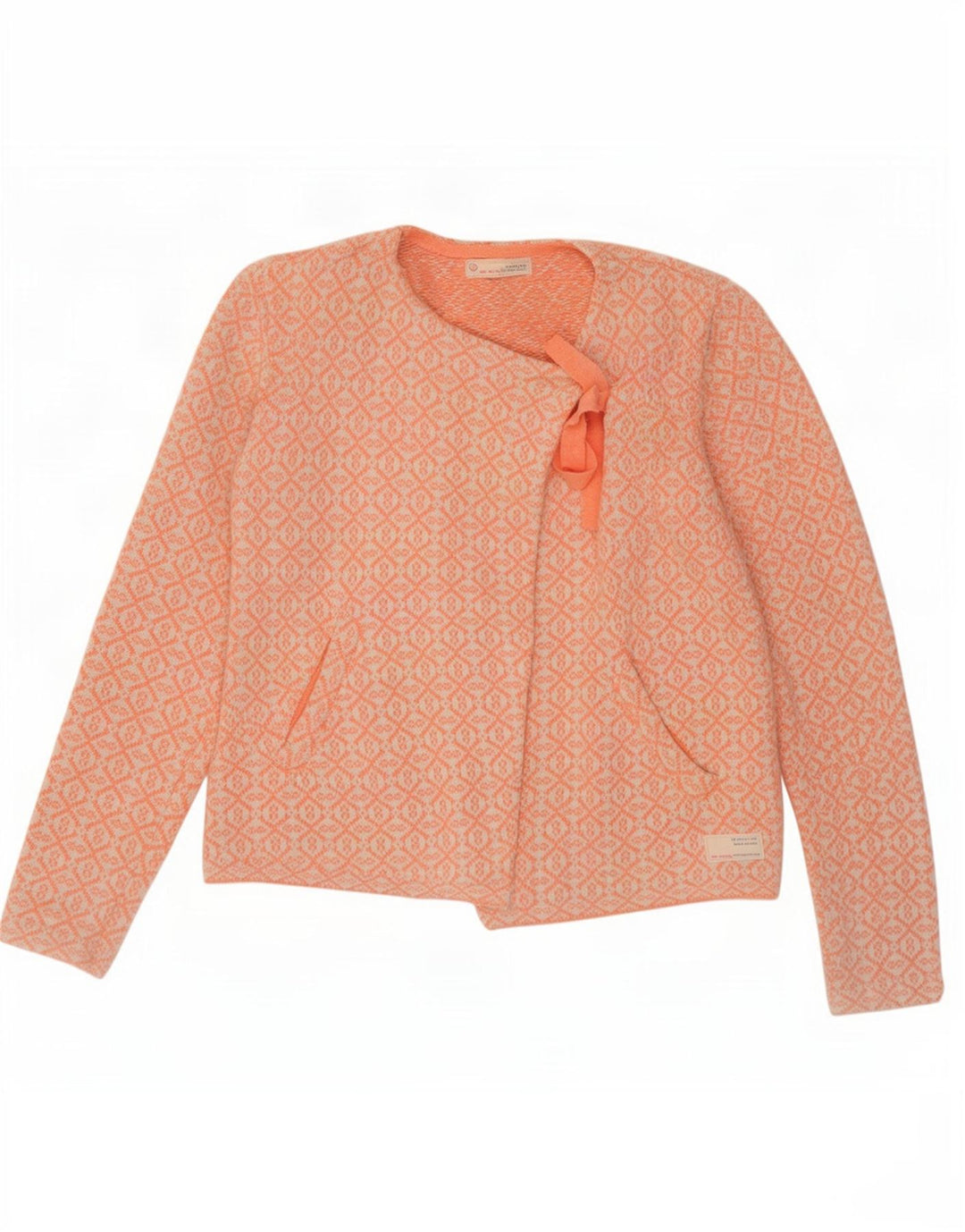 Odd Molly Damen-Strickjacke in Übergröße, Größe 2, mittelorange, geometrisch