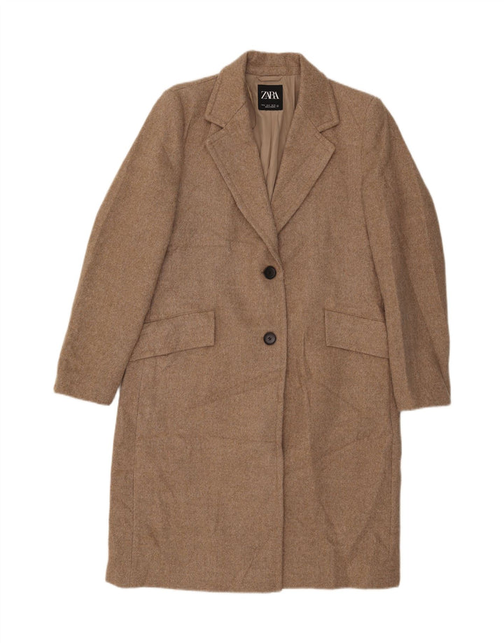 Zara Damen Mantel UK 14 Medium Beige Polyester