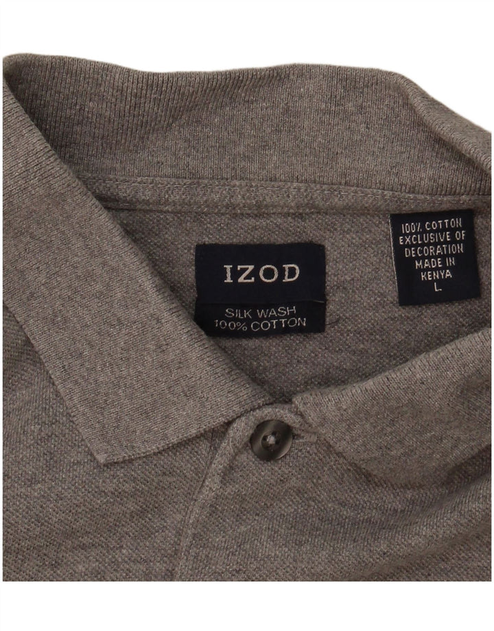 IZOD Mens Polo Shirt Large Grey Cotton