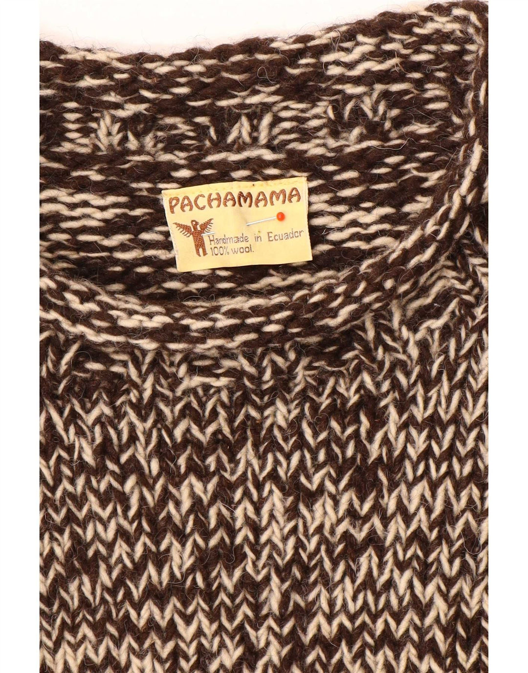 Pachamama Herren-Pullover mit Rollkragen, handgefertigt, groß, braun gesprenkelte Wolle