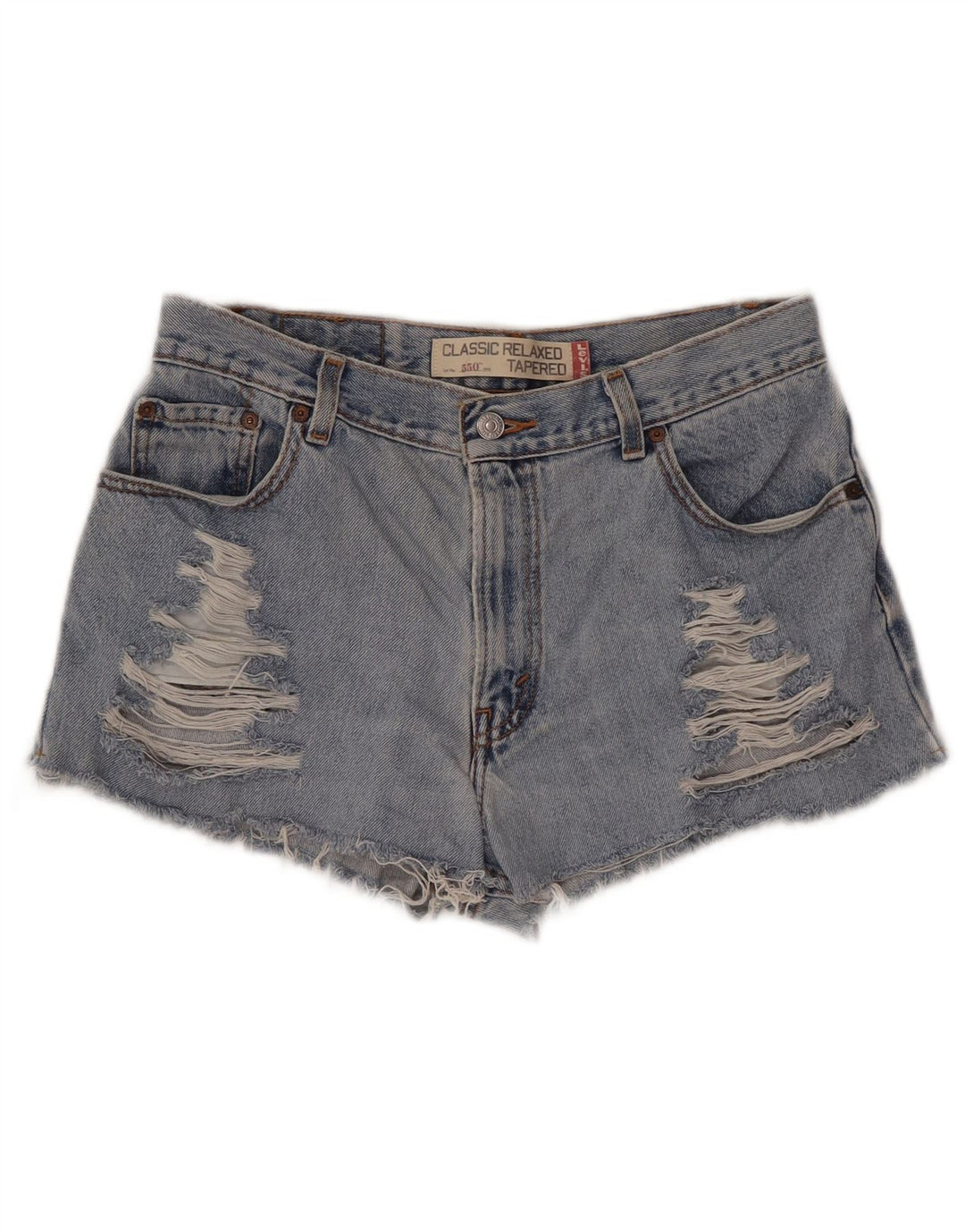 LEVI'S Damen 550 Distressed Denim Shorts US 12 Large W30 Blau