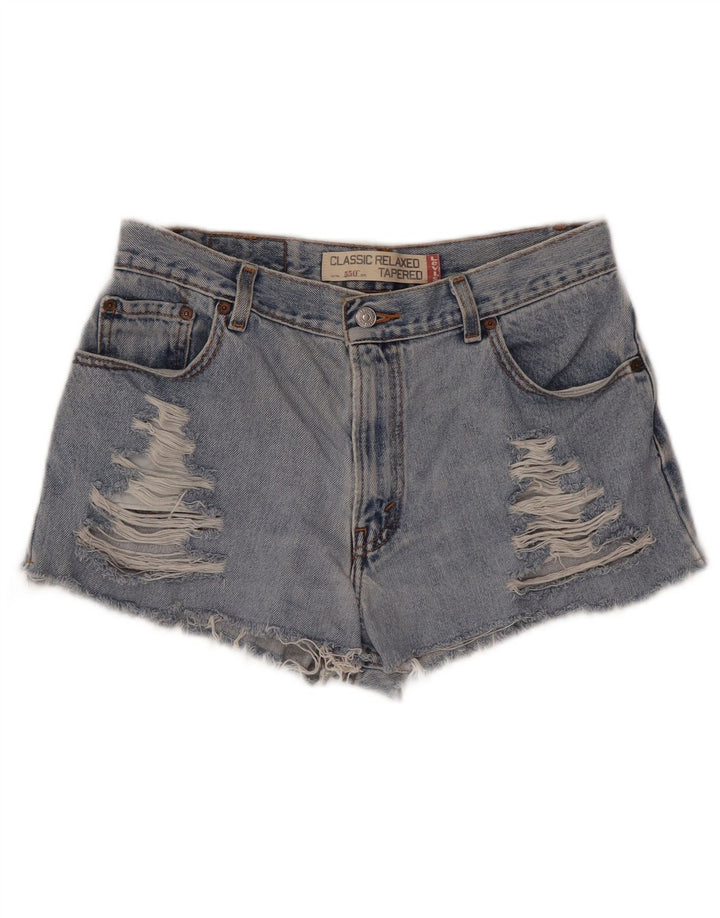 LEVI'S Damen 550 Distressed Denim Shorts US 12 Large W30 Blau